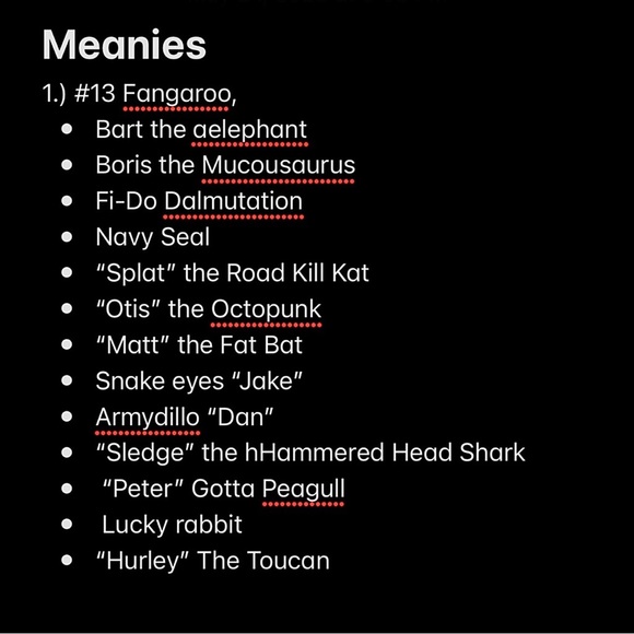 Vintage 1997 Meanies Plush. Entire series 1. Including the Lucky Bunny Rabbit. - Picture 11 of 15